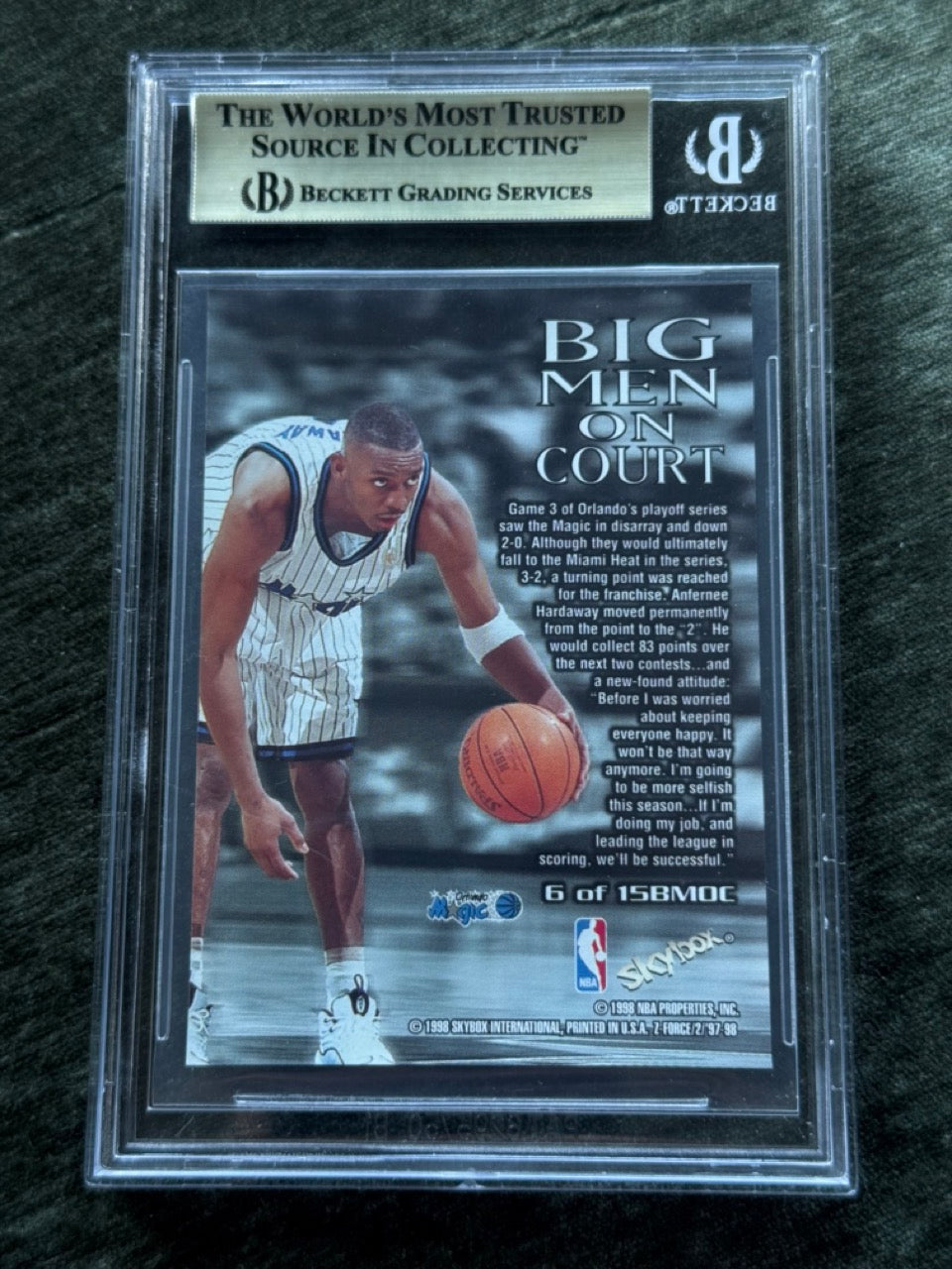 1997 Skybox Z-Force Anfernee Hardaway Big Men on Court #6 BGS 9.5 - back