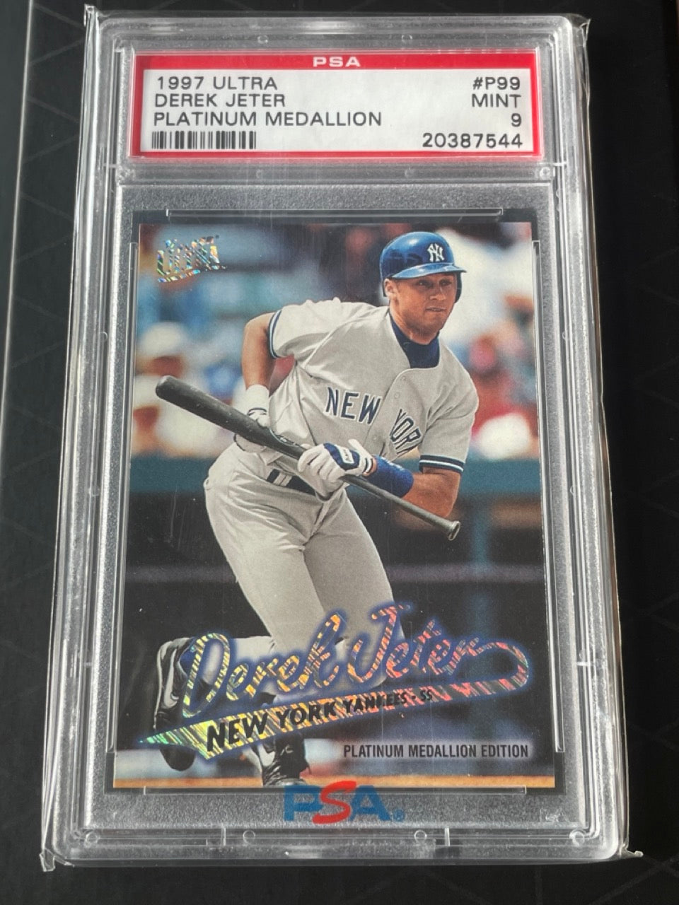 1997 Ultra Derek Jeter Platinum Medallion #P99 PSA 9 NY Yankees - front