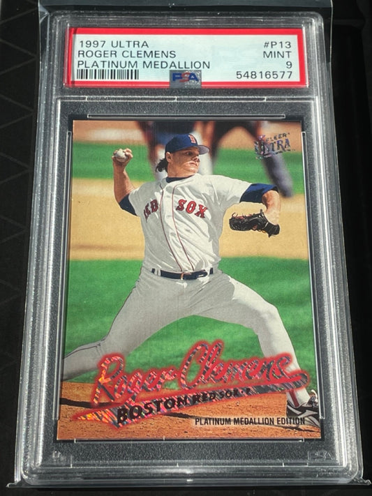 1997 Ultra Roger Clemens Platinum Medallion #P13 PSA 9 Boston Red Sox - front