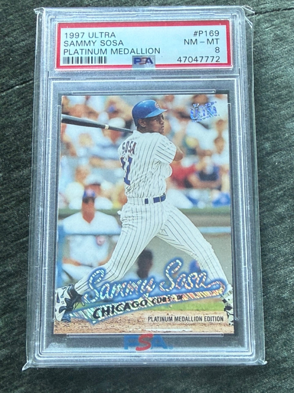 1997 Ultra Sammy Sosa Platinum Medallion #P169 PSA 8 Chicago Cubs