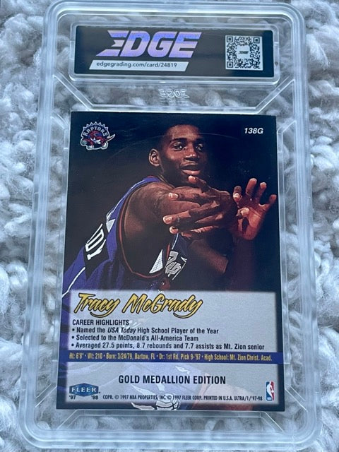 1997 Ultra Tracy McGrady RC Gold Medallion #138G Edge Grading 9 Mint - back