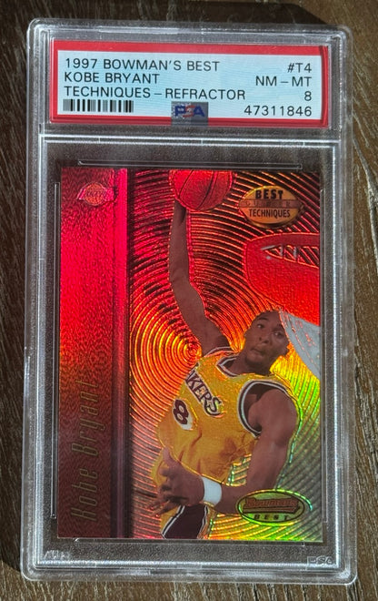 1997 Bowman's Best Techniques Kobe Bryant Refractor #T4 PSA 8