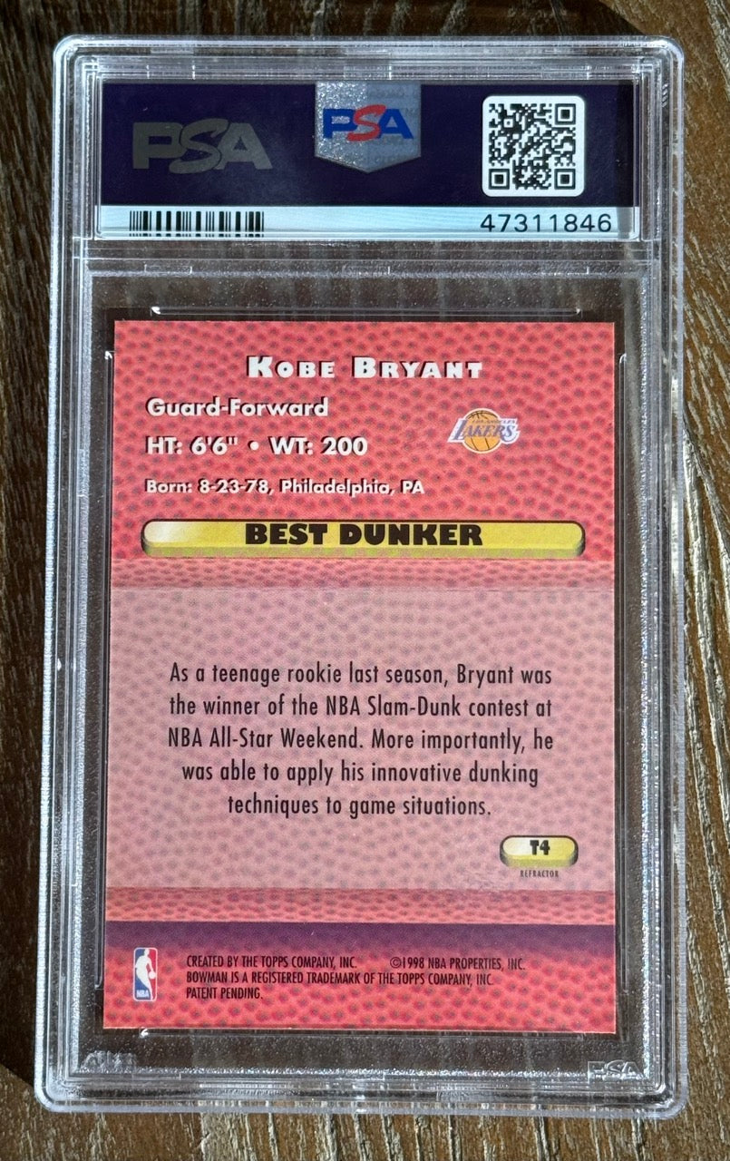 1997 Bowman's Best Techniques Kobe Bryant Refractor #T4 PSA 8 - back