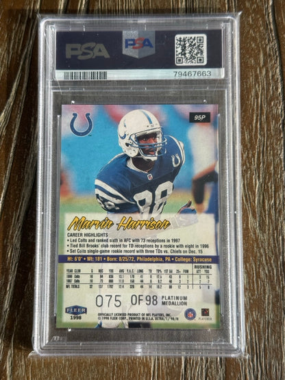 1998 Fleer Ultra Marvin Harrison Platinum Medallion #95P PSA 9 back