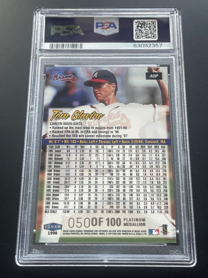 1998 Fleer Ultra Tom Glavine Platinum Medallion #40P /100 PSA 8 Atlanta Braves - back