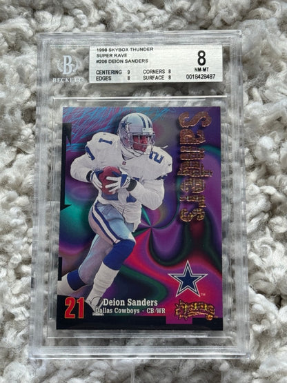 1998 Skybox Thunder Deion Sanders #206 Super Rave /25 BGS 8