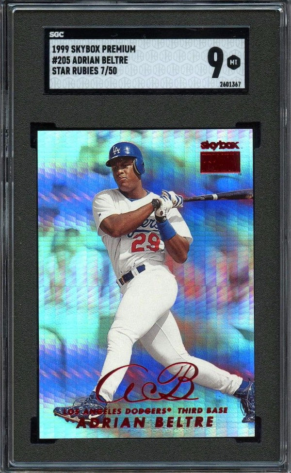 1999 SKYBOX PREMIUM #205 ADRIAN BELTRE STAR RUBIES 7/50 SGC 9 MINT LA DODGERS