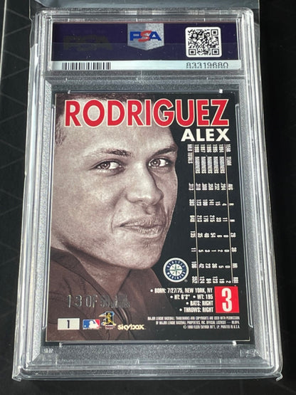 1999 SkyBox Premium Alex Rodriguez Star Rubies #1 PSA 6 /50 (NYY #13 JSY #) - back