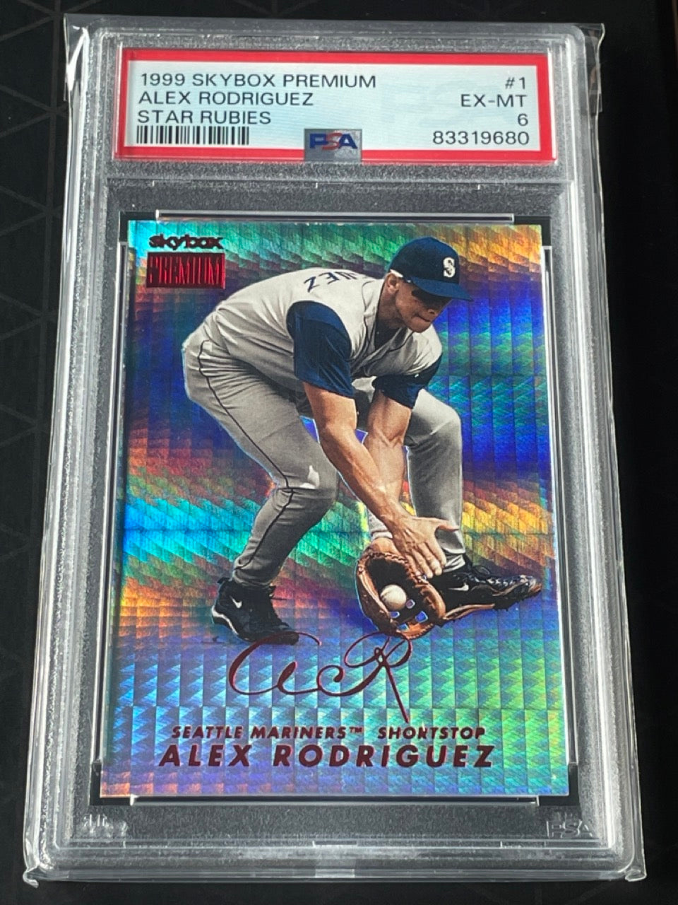 1999 SkyBox Premium Alex Rodriguez Star Rubies #1 PSA 6 /50 (NYY #13 JSY #)