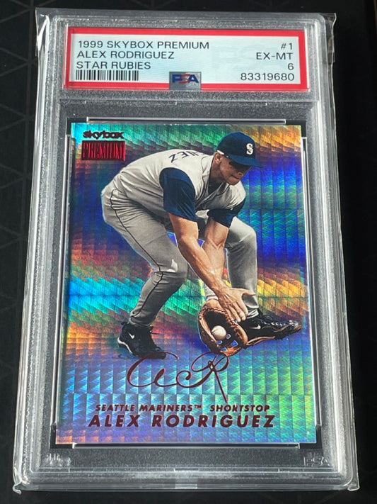 1999 SkyBox Premium Alex Rodriguez Star Rubies #1 PSA 6 /50 (NYY #13 JSY #)