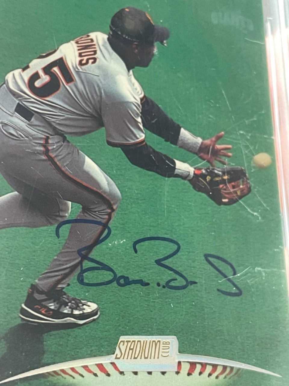 1999 Stadium Club Barry Bonds #280 Auto PSA 10 Pop 1 San Francisco Giants - zoomed on signature