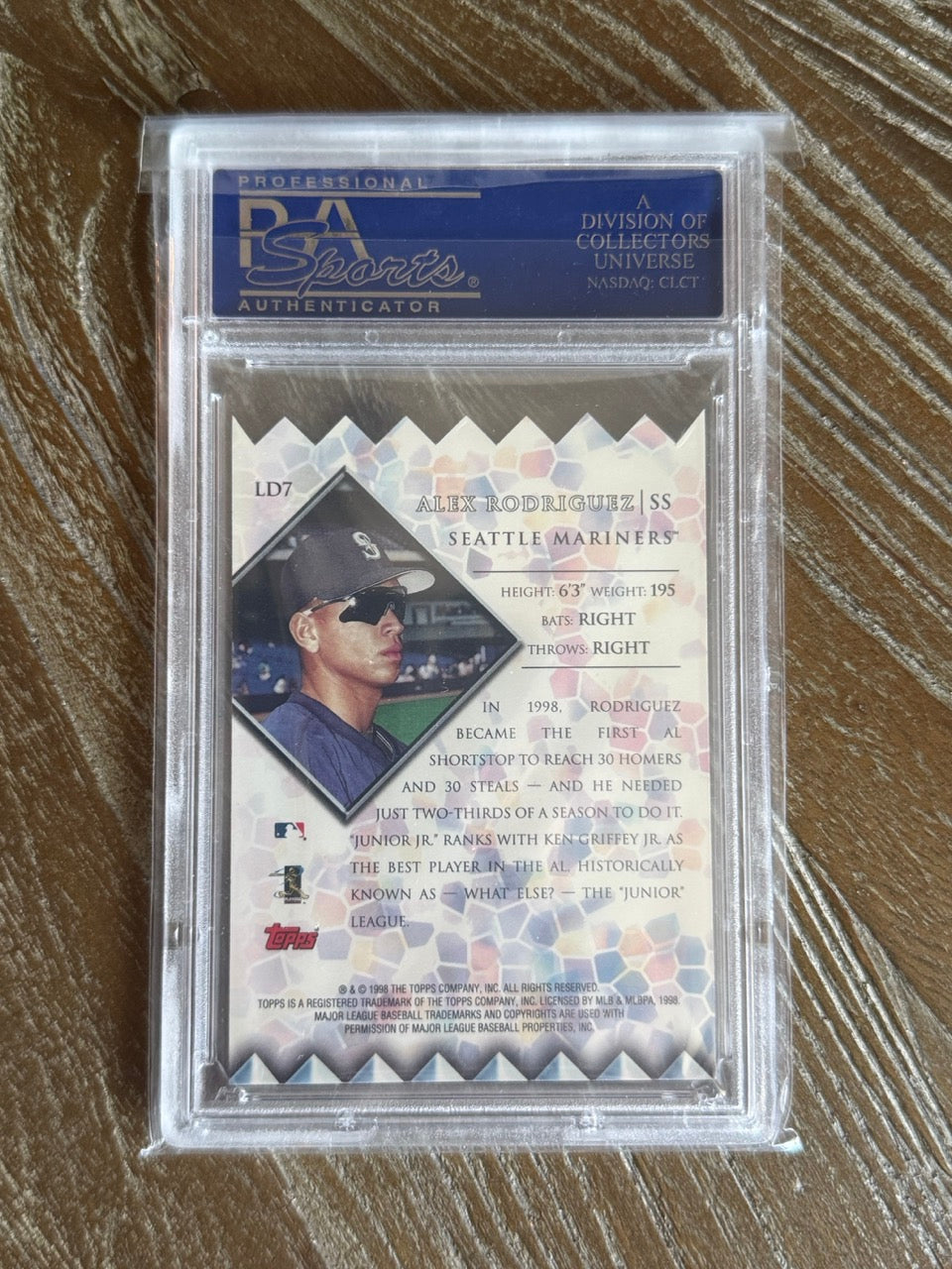 1999 Topps Alex Rodriguez Lords of The Diamond #LD7 PSA 10 - back