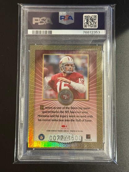 2000 Donruss Elite Joe Montana Passing the Torch Auto #PT5 #77/1500 PSA 10 - back