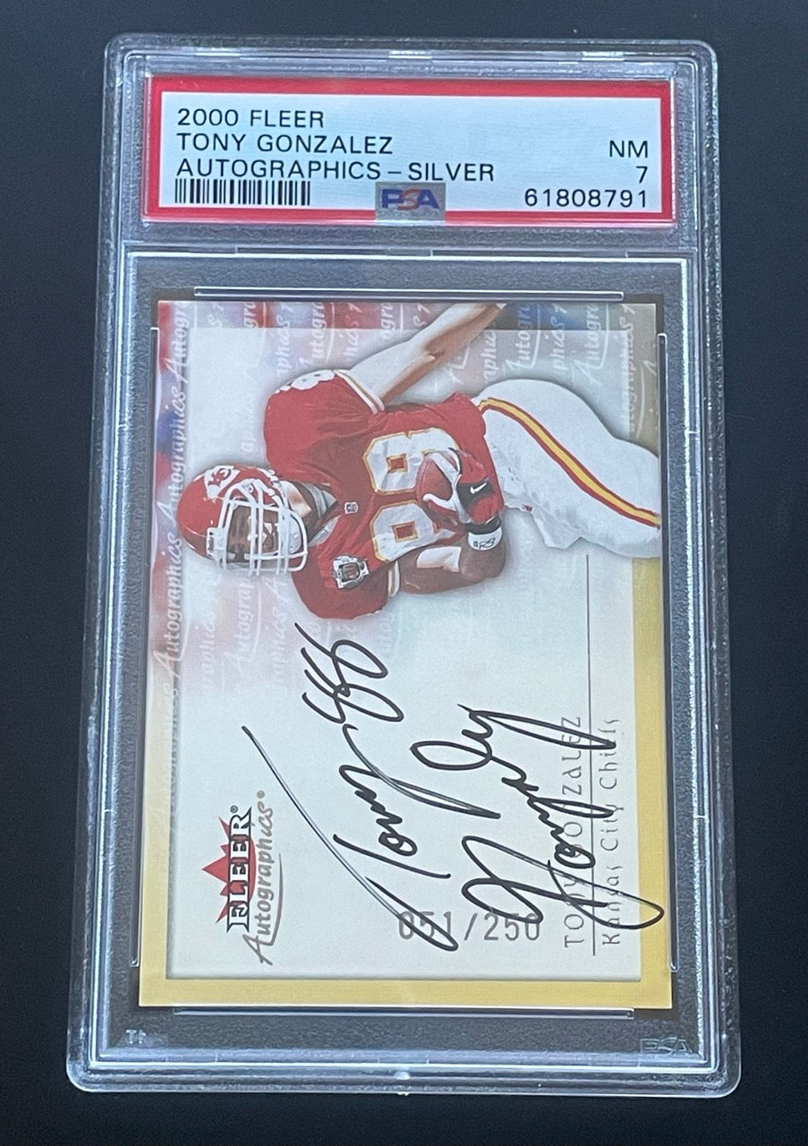 2000 Fleer Tony Gonzalez Autographics Silver /250 PSA 7 Kansas City Chiefs