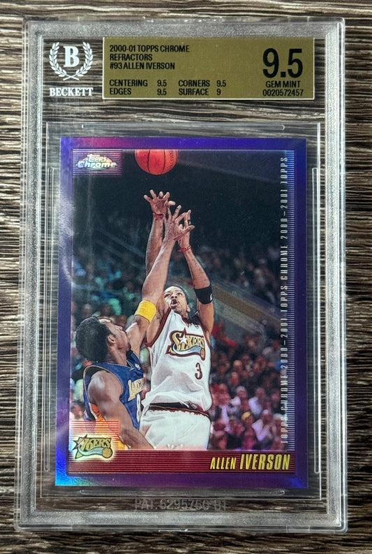 2000 Topps Chrome Allen Iverson Refractor w/ Kobe #93 BGS 9.5 POP 1