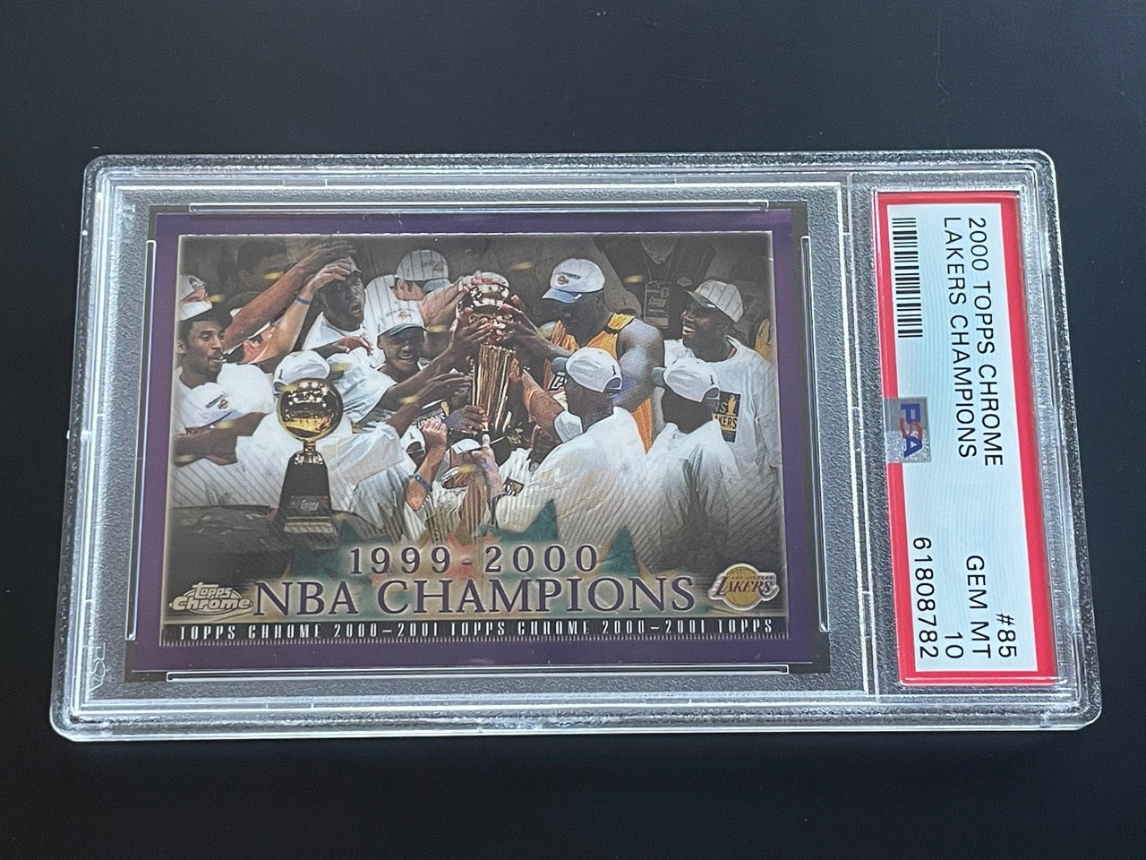 2000 Topps Chrome Los Angeles Lakers NBA Champions #85 PSA 10 - horizontal