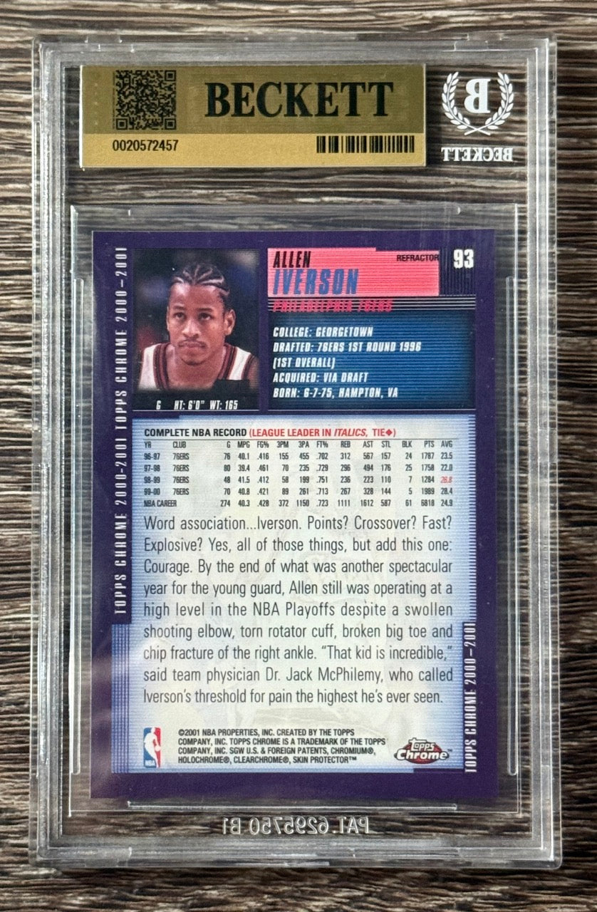 2000 Topps Chrome Allen Iverson Refractor w/ Kobe #93 BGS 9.5 POP 1 - back