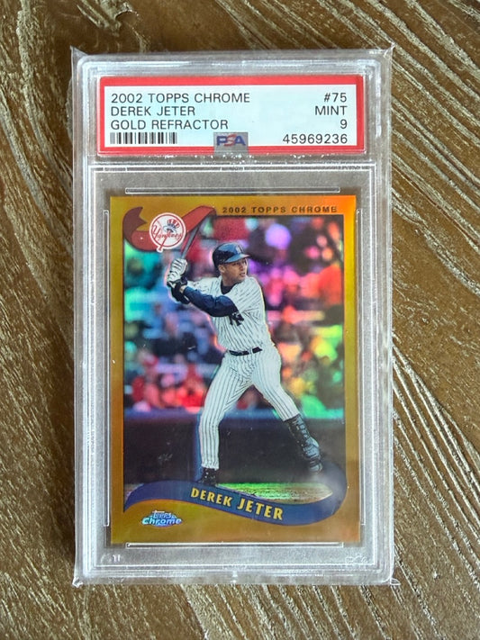 2002 Topps Chrome Derek Jeter Gold Refractor #75 PSA 9