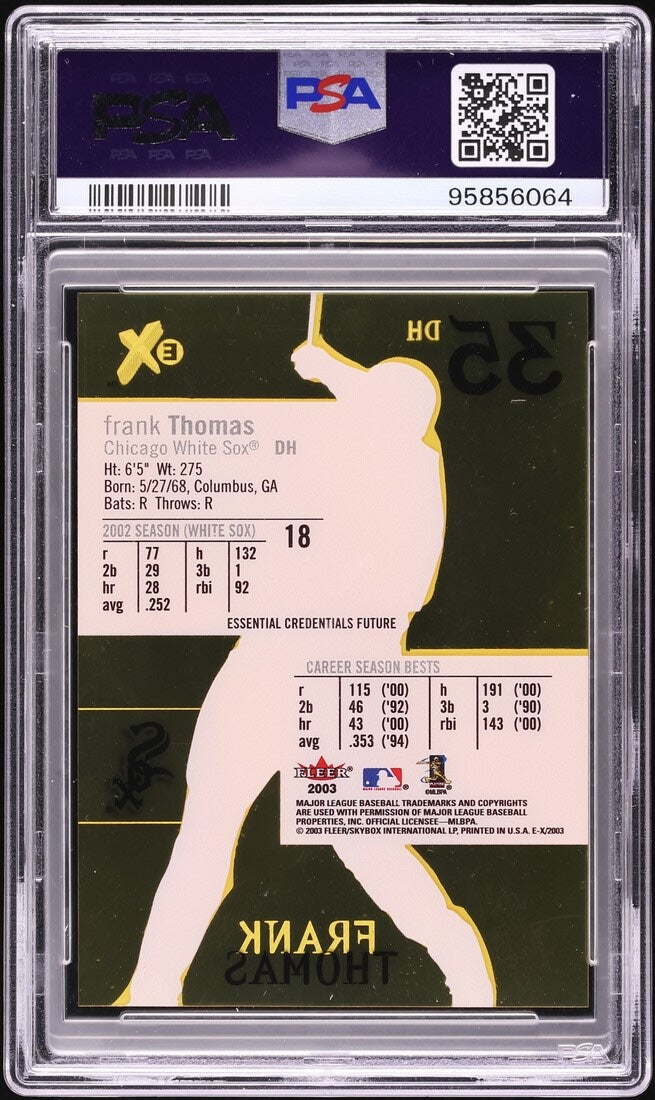 2003 Fleer E-X Frank Thomas Essential Credentials Future /85 #18 PSA 9 - back