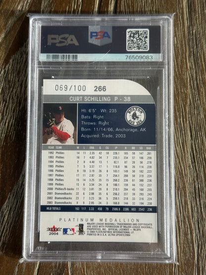2004 Fleer Ultra Curt Schilling Platinum Medallion #266 PSA 10 back
