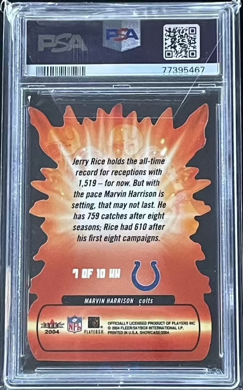 2004 Fleer Showcase Marvin Harrison Hot Hands PSA 8 NM-MT (POP 1) - back