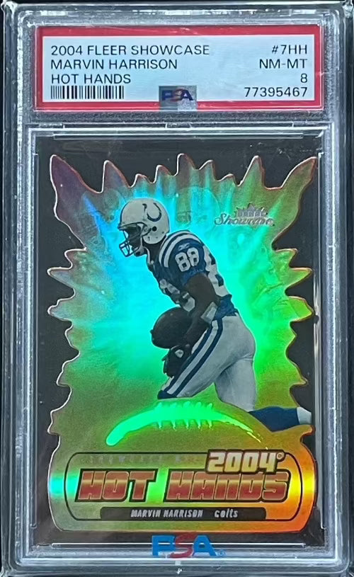 2004 Fleer Showcase Marvin Harrison Hot Hands PSA 8 NM-MT (POP 1)