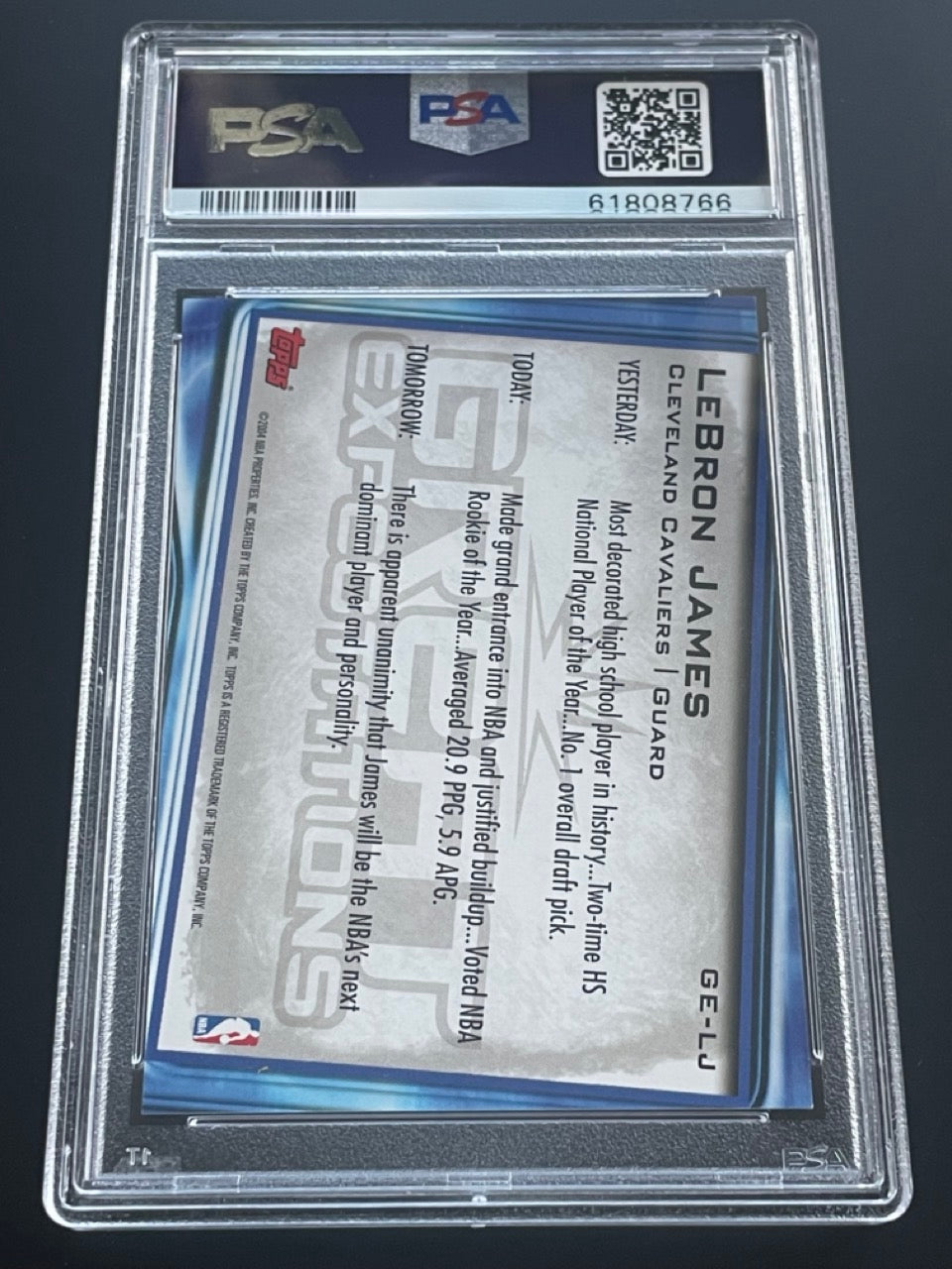 2004 Topps LeBron James Great Expectations #GE-LJ PSA 8 Cleveland Cavaliers- back