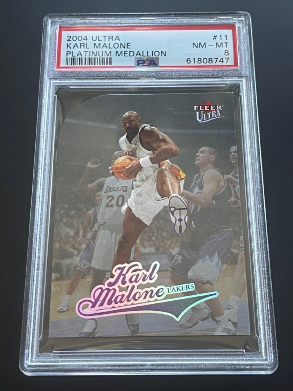 2004 Ultra Karl Malone Platinum Medallion #11 /100 PSA 8 Lakers