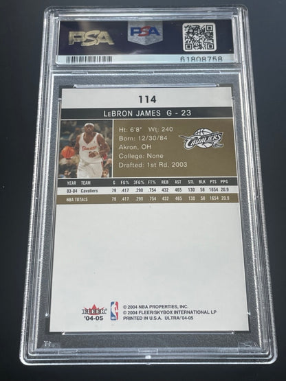 2004 Ultra LeBron James #114 PSA 10 Cleveland Cavaliers - back