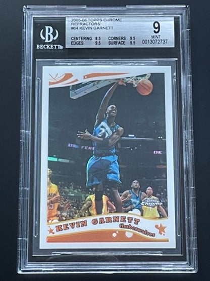 2005 Topps Chrome Kevin Garnett Refractor #64 /999 BGS 9 Mint Timberwolves