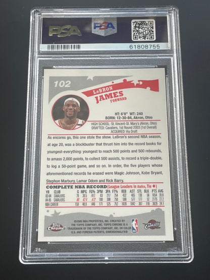 2005 Topps Chrome LeBron James #102 PSA 9 Cleveland Cavaliers - back