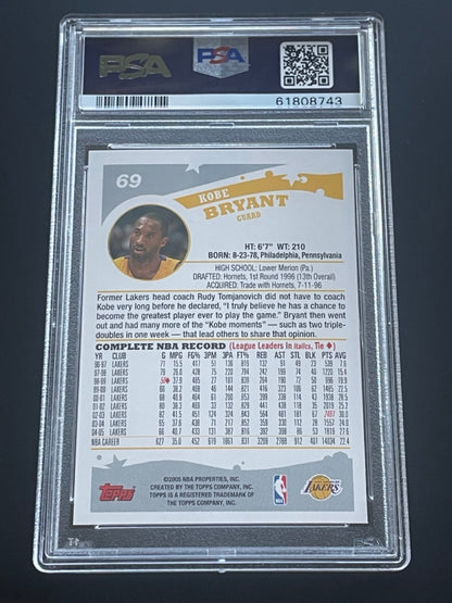 2005 Topps Kobe Bryant #69 PSA 8 Los Angeles Lakers - back