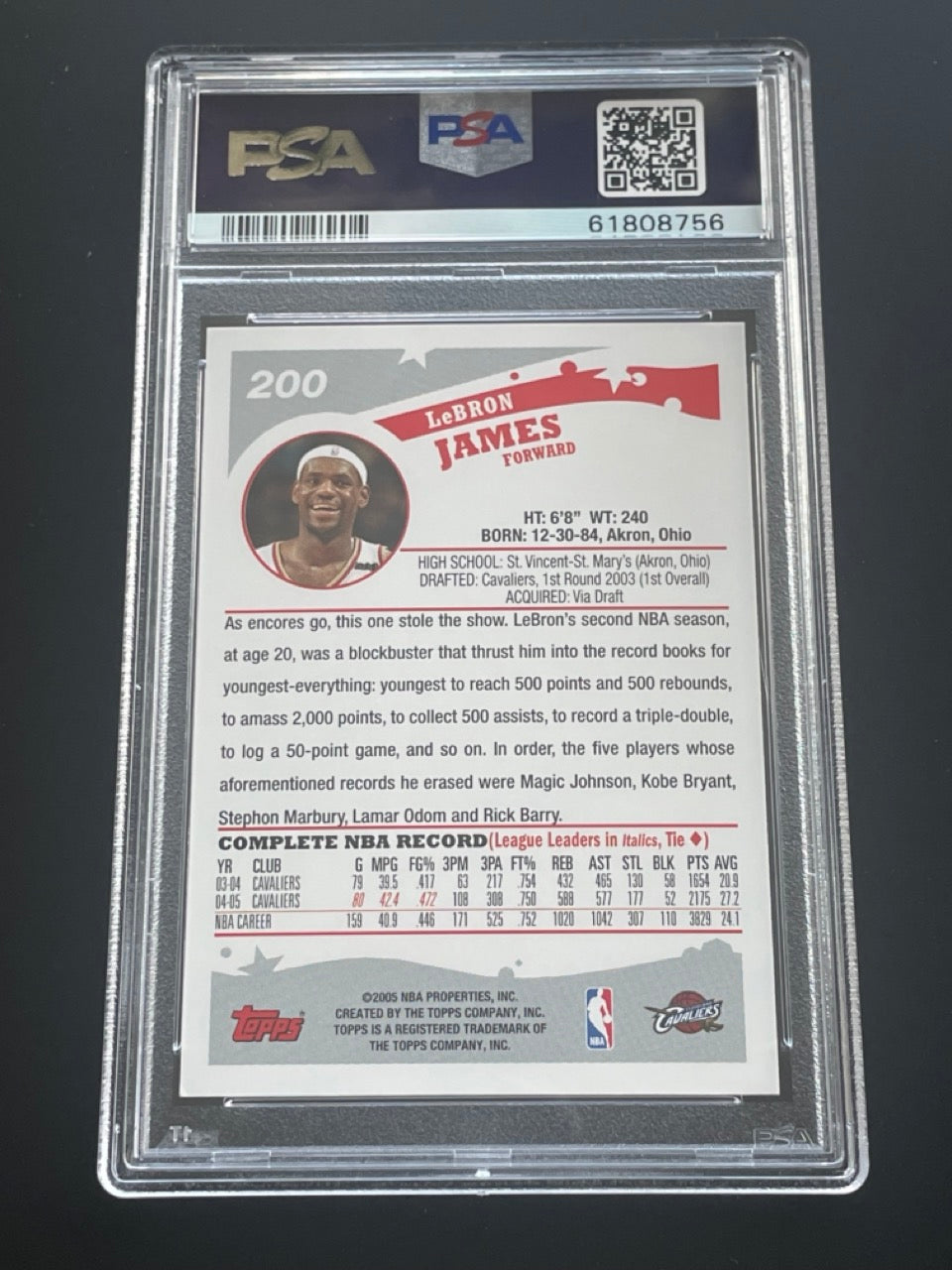 2005 Topps #200 Cavaliers LeBron James 3rd Year Mint high quality PSA 9!