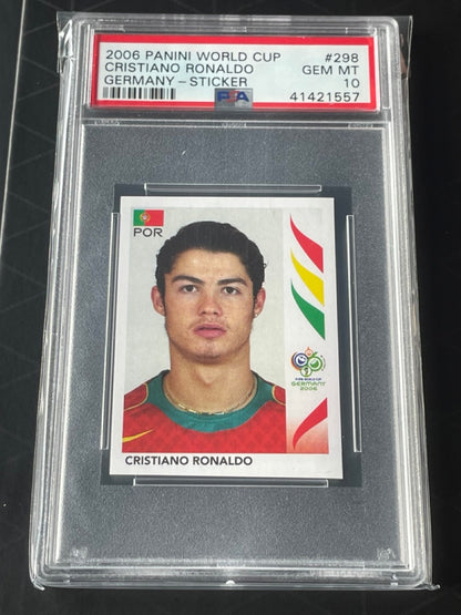 2006 Panini World Cup Cristiano Ronaldo Germany Sticker #298 PSA 10