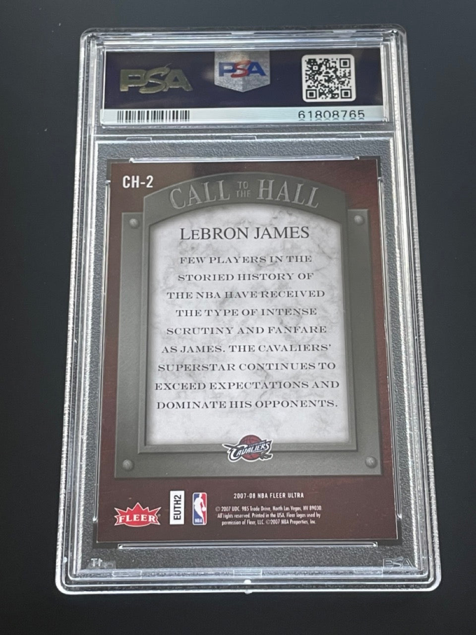 2007 Ultra LeBron James #CH-2 Call to the Hall PSA 9 Cleveland Cavaliers - back