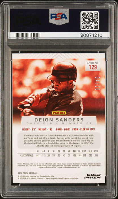 2012 Panini Prizm Deion Sanders Gold Prizm /10  #129 PSA 10 - back