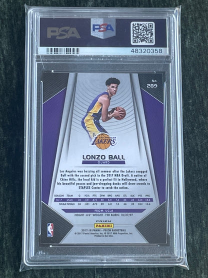 2017 Panini Prizm Lonzo Ball Silver Prizm RC #289 PSA 10 - back