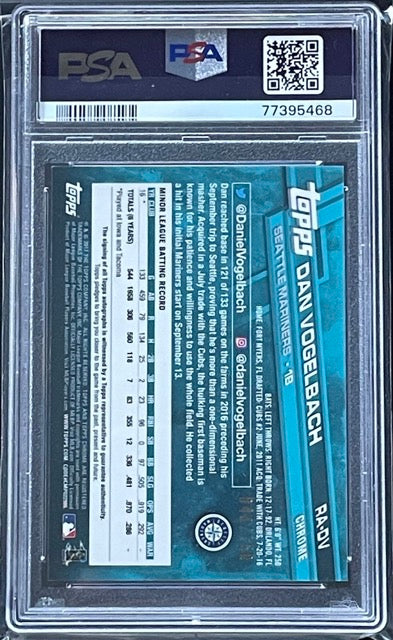 2017 Topps Chrome Dan Vogelbach Rookie Autographs Blue Refractor Numbered to 150 #RA-DV PSA 9 Mint - back