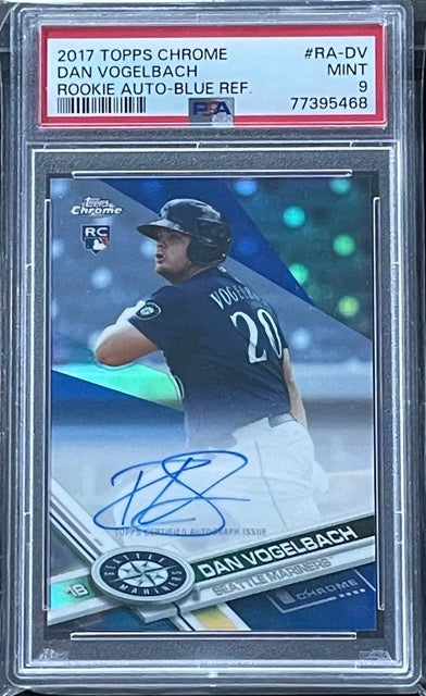 2017 Topps Chrome Dan Vogelbach Rookie Autographs Blue Refractor Numbered to 150 #RA-DV PSA 9 Mint