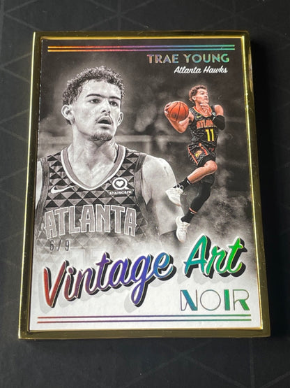 2018 Panini Trae Young Vintage Art Gold Noir 9 #299 Atlanta Hawks - front