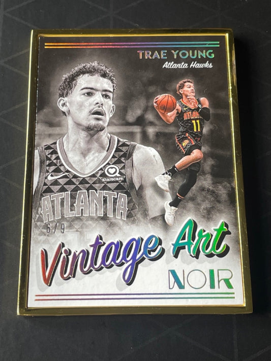2018 Panini Trae Young Vintage Art Gold Noir 9 #299 Atlanta Hawks - front