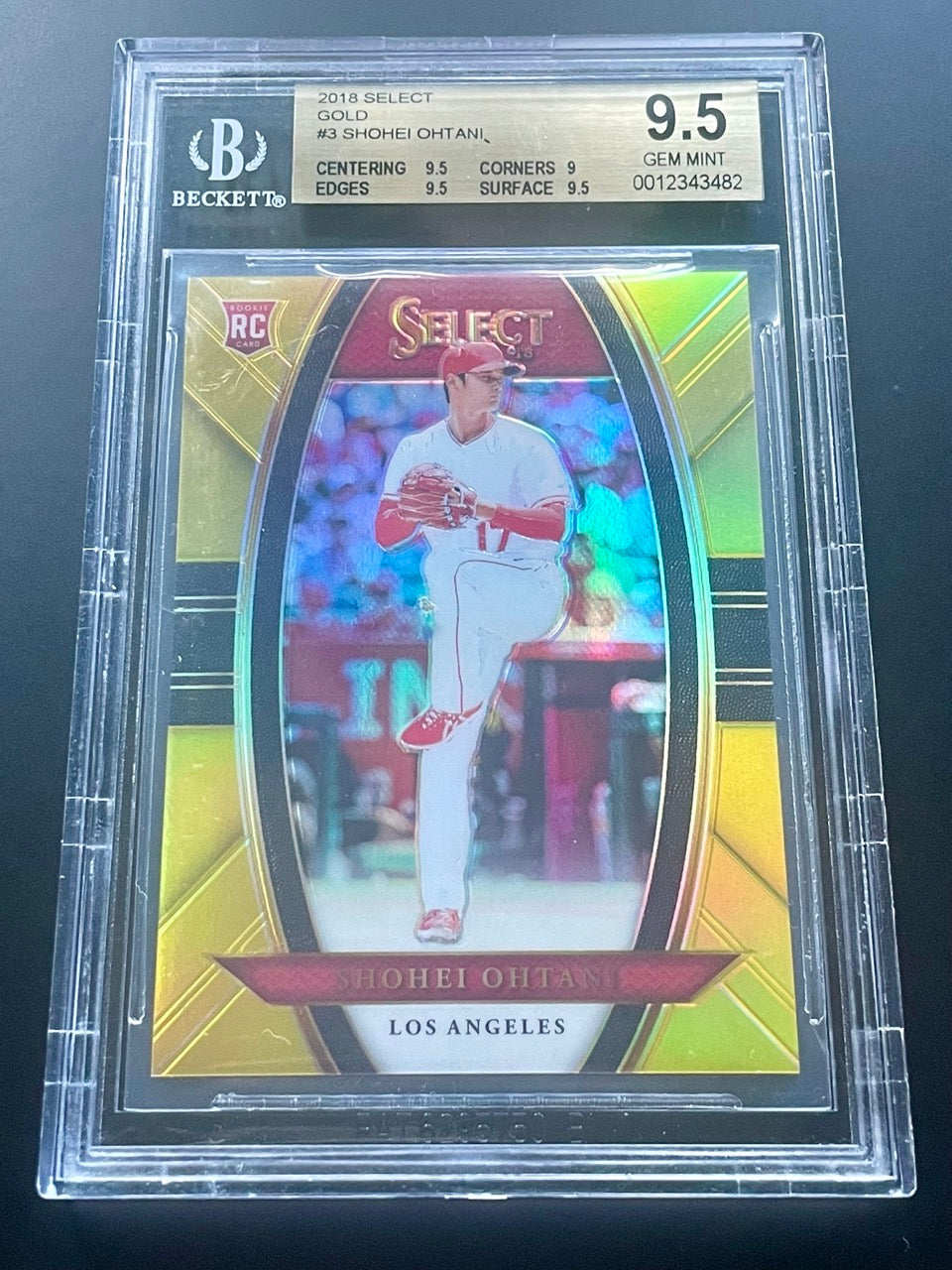 2018 Panini Select Shohei Ohtani #3 Gold Prizm RC Rookie /10 BGS 9.5 Dodgers Angels