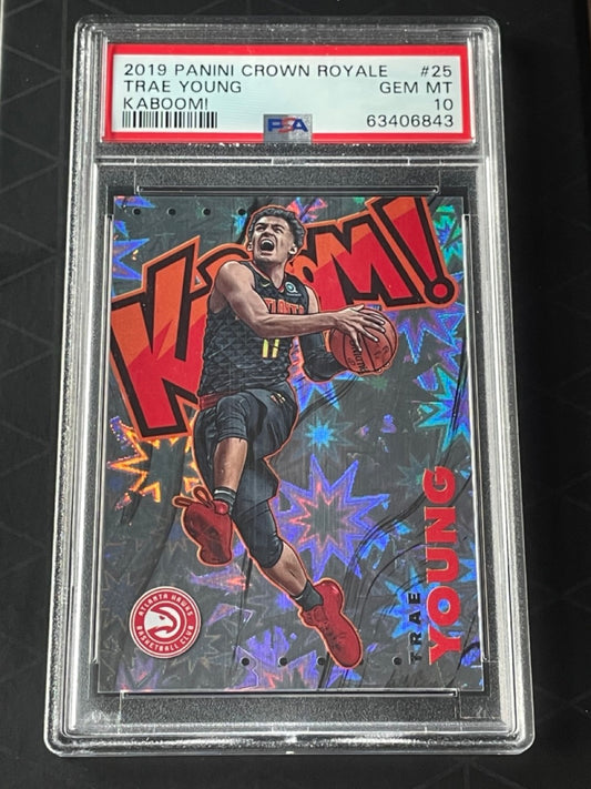 2019 Panini Crown Royale Kaboom! Trae Young #25 PSA 10 Atlanta Hawks - front