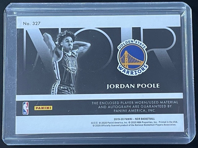 2019 Panini Noir Jordan Poole Rookie Patch Auto #327 #71/99 - back