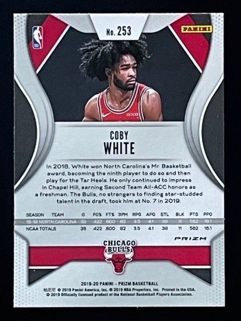 2019 Panini Prizm Coby White Purple Wave Prizm Rookie Card #253 - back