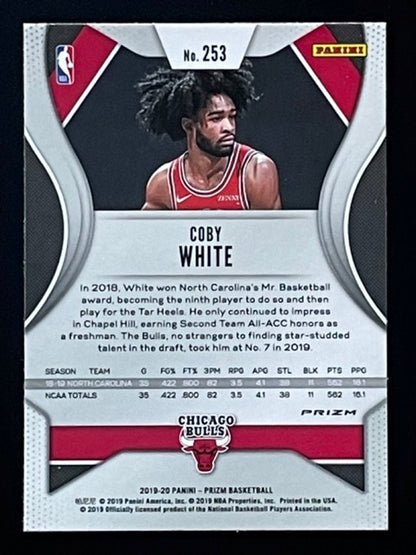 2019 Panini Prizm Coby White Purple Wave Prizm Rookie Card #253 - back