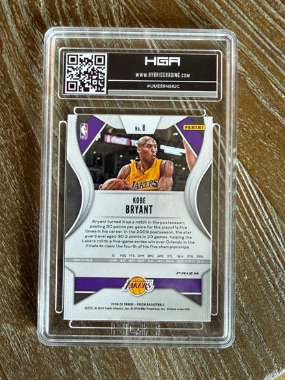 2019 Panini Prizm Kobe Bryant Silver Prizm #8 HGA 9 Mint (.5 away from GEM) - back