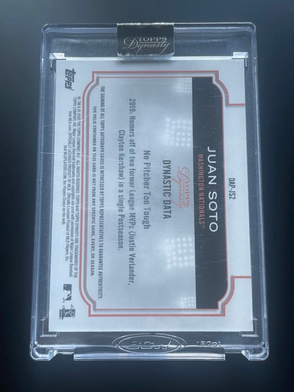 2020 Topps Dynasty Juan Soto Patch Auto /5 #JS2 - back