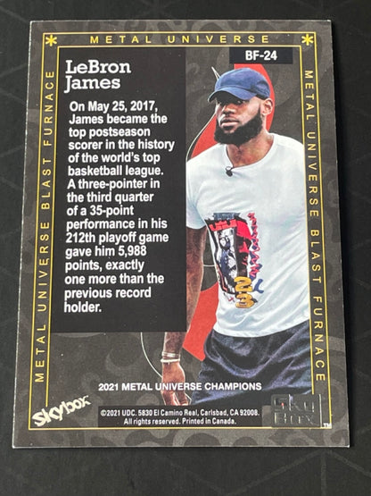 2021 Skybox Metal Universe Champions LeBron James Blast Furnace #BF-24 - back