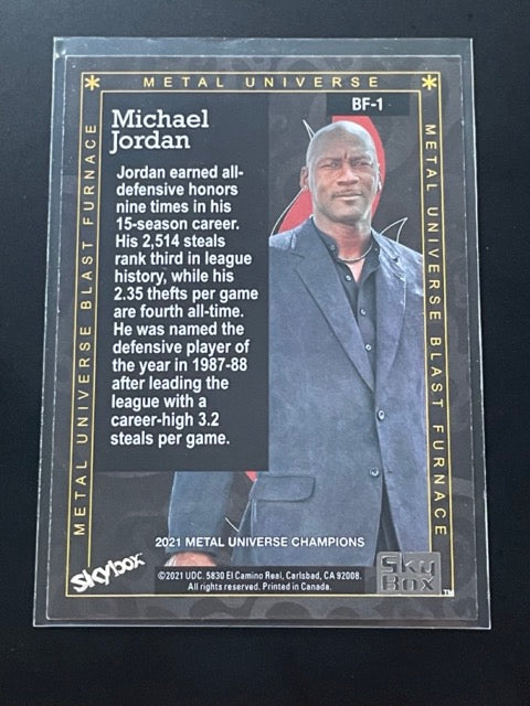 2021 Skybox Metal Universe Champions Michael Jordan Blast Furnace Insert #BF-1 - back